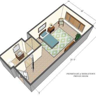 Floor plan private room Promenade Middletown