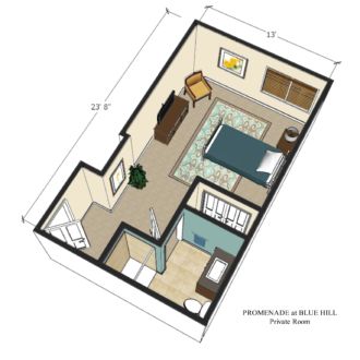 Floor plan private room Promenade Blue Hill