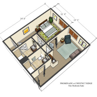 Floor Plan One Bedroom Suite Promenade Chestnut Ridge